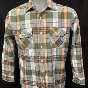 Akademiks Men Lumberjack Plaid Long Sleeve Button Shirt Size Med Colorful Green